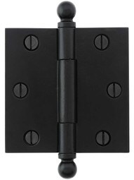 3-Inch Cast Iron Door Hinge With Ball Finials in Matte Black